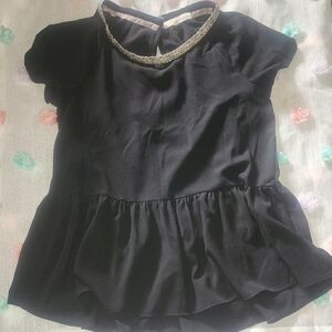 Rewind Black Blouse with Gold Trim